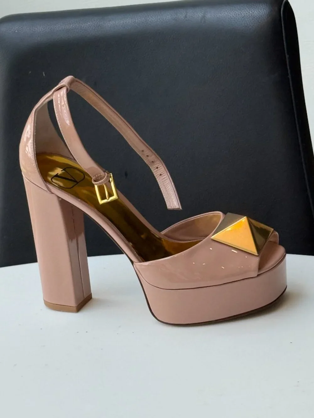 Valentino Garavani Maxi Stud Platform open toe heels US 6.5